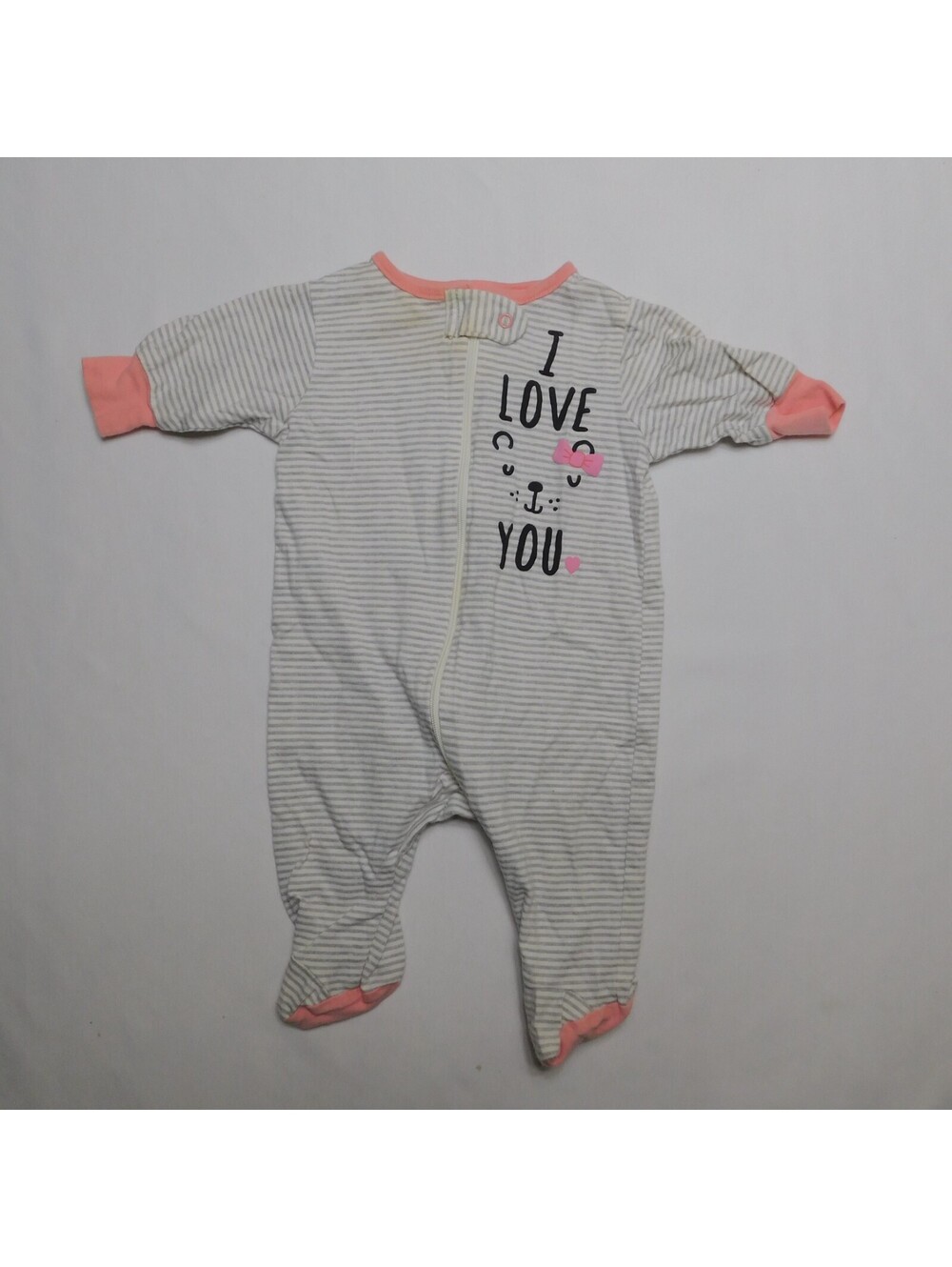 Gerber Baby Girls Organic Cotton Sleep N Play Newborn NB Striped I Love You